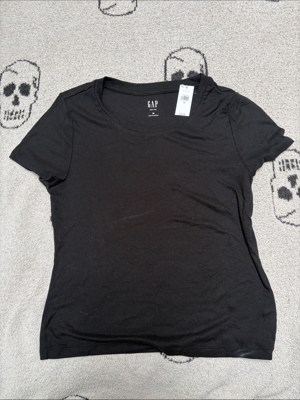 GAP Black Ribbed Short-Sleeve Crew Tee